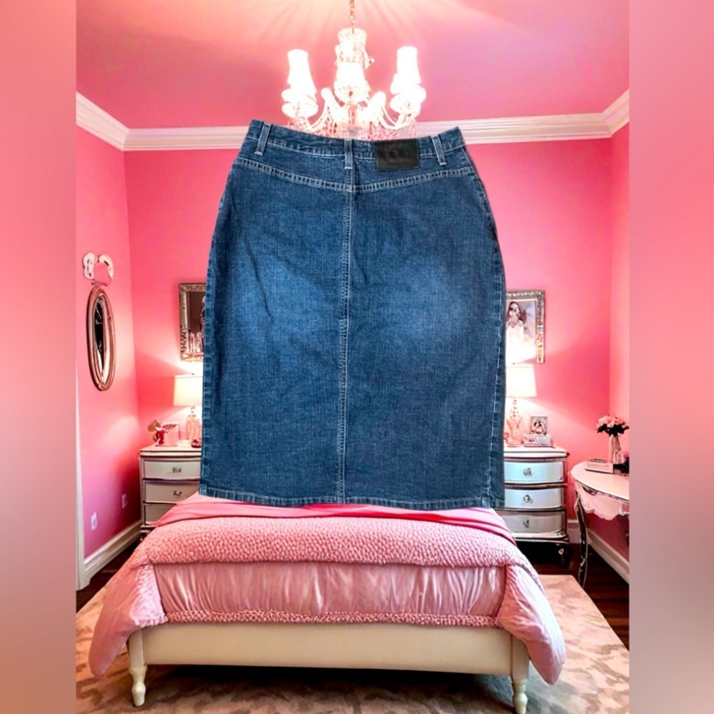 Barbie sissy princess Ikeda 700 series size 31 Large Denim Midi skirt Stunning - Picture 4 of 5